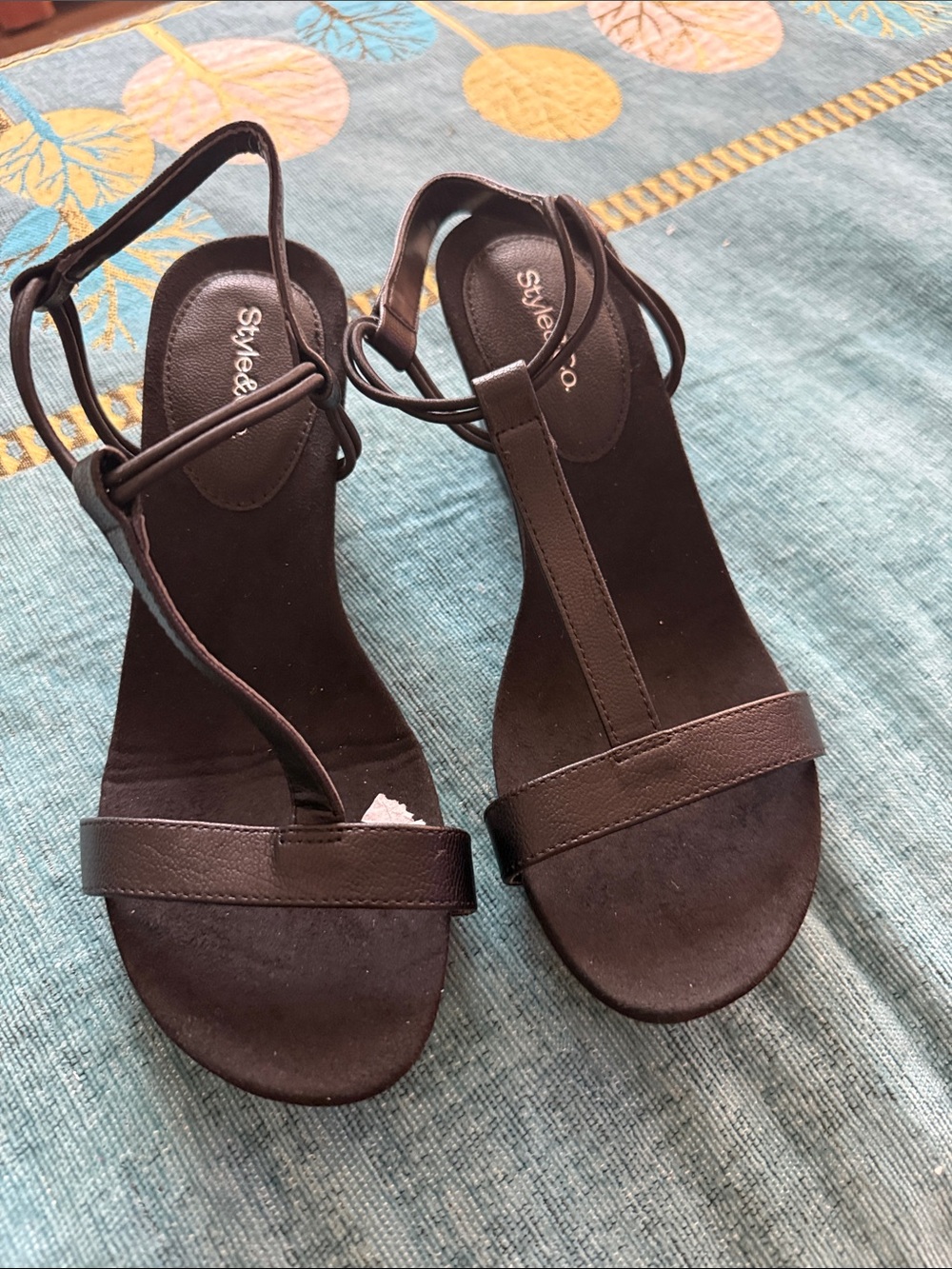 Style & Co. Black T-Strap Women's Sandals